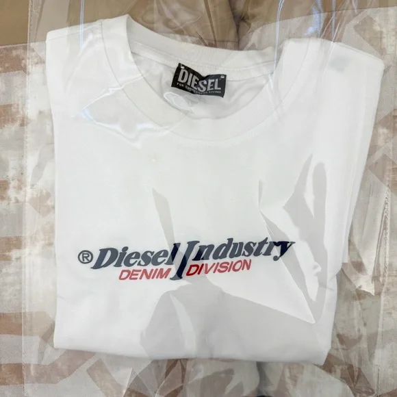 🔥 DIESEL ✅ White Graphic Men's Tee Slim Fit Shirt Diesel Industry Denim Division - Picture 10 of 11